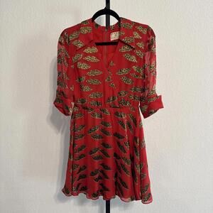 Alice + Olivia x Donald Robertson Leopard Lip Silk Dress (Size 4)